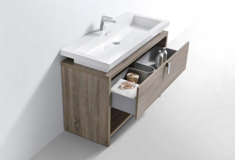KubeBath Levi 48 in. Modern Bathroom Vanity w/ Cubby Hole - Havana Oak, L1200CO