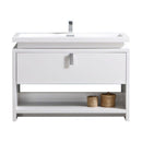Levi 48 in. Modern Bathroom Vanity w/ Cubby Hole - High Gloss White