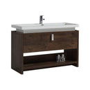 KubeBath Levi 48 in. Modern Bathroom Vanity w/ Cubby Hole - Rose Wood, L1200RW