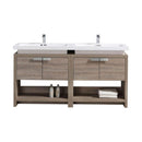 KubeBath, Levi 63 in. Modern Bathroom Vanity w/ Cubby Hole - Havana Oak, L1600CO