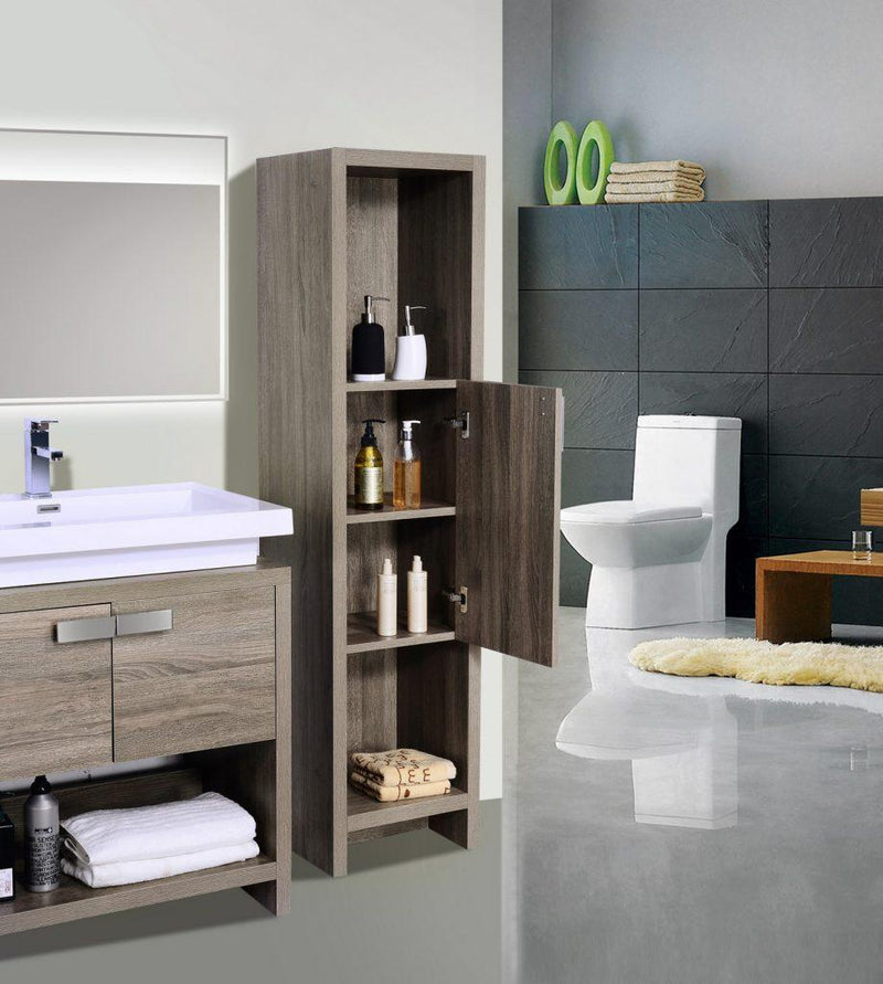 KubeBath, Levi 63 in. Modern Bathroom Vanity w/ Cubby Hole - Havana Oak, L1600CO