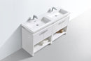 KubeBath Levi 63 in. Modern Bathroom Vanity w/ Cubby Hole - High Gloss White, L1600GW