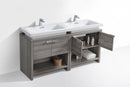 KubeBath Levi 63 in. Modern Bathroom Vanity w/ Cubby Hole - Ash Gray, L1600HGASH
