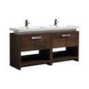 KubeBath, Levi 63 in. Modern Bathroom Vanity w/ Cubby Hole - Rose Wood, L1600RW