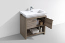 KubeBath Levi 32 in. Modern Bathroom Vanity w/ Cubby Hole - Havana Oak, L800CO