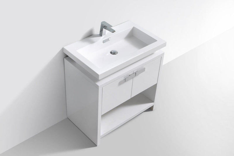 Levi 32 in. Modern Bathroom Vanity w/ Cubby Hole - High Gloss White