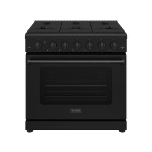 Thor Kitchen 36 Inch L-Series Professional Liquid Propane Range in Black
