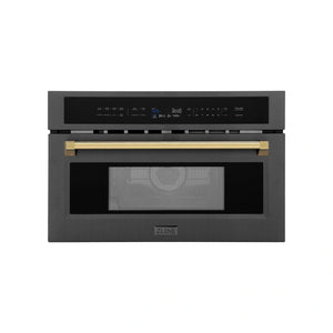ZLINE Autograph Edition 30” 1.6 cu ft. Built-in Convection Microwave Oven in Black Stainless Steel with Accents MWOZ-30-BS