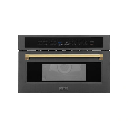 ZLINE Autograph Edition 30” 1.6 cu ft. Built-in Convection Microwave Oven in Black Stainless Steel with Accents MWOZ-30-BS