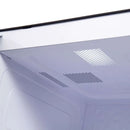 Bottom angled view of Forno Padula 30-Inch Over-the-Range Microwave, highlighting the venting system and stainless steel finish.