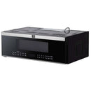 Front left angled view of Forno Padula 30-Inch Over-the-Range Microwave showcasing stainless steel finish and sleek control panel.