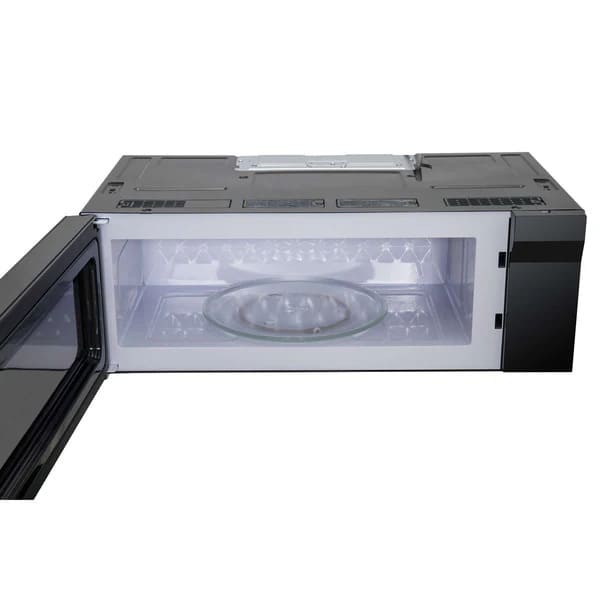 Front view of Forno Padula 30-Inch Over-the-Range Microwave with sleek stainless steel exterior and digital touch controls.