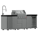 FORNO Bulnes Outdoor Kitchen 30-Inch BBQ 60,000 BTU, with Sear, Rotisserie Infrared Burners, 1.8 Cu.Ft. Beverage Center, & Black/White Countertops