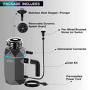 FORNO Acqua BrightDiamond 3/4HP Super Quiet Garbage Disposal Corded with Motion Sensor Cabinet Light & Pre-Wired Air Switch