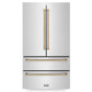 ZLINE 36" Autograph Edition 22.5 cu. ft Freestanding French Door Refrigerator with Ice Maker in Fingerprint Resistant Stainless Steel - RFMZ-36