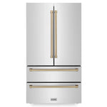 ZLINE 36" Autograph Edition 22.5 cu. ft Freestanding French Door Refrigerator with Ice Maker in Fingerprint Resistant Stainless Steel - RFMZ-36