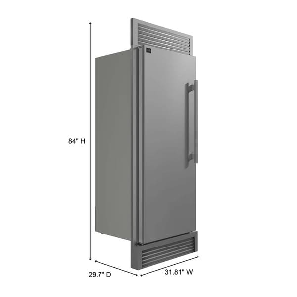 FORNO Maderno 28-Inch Built-In 13.6 Cu.Ft. Convertible Refrigerator in Stainless Steel, Left Swing with Decorative Grill FFFFD1722-32LSG