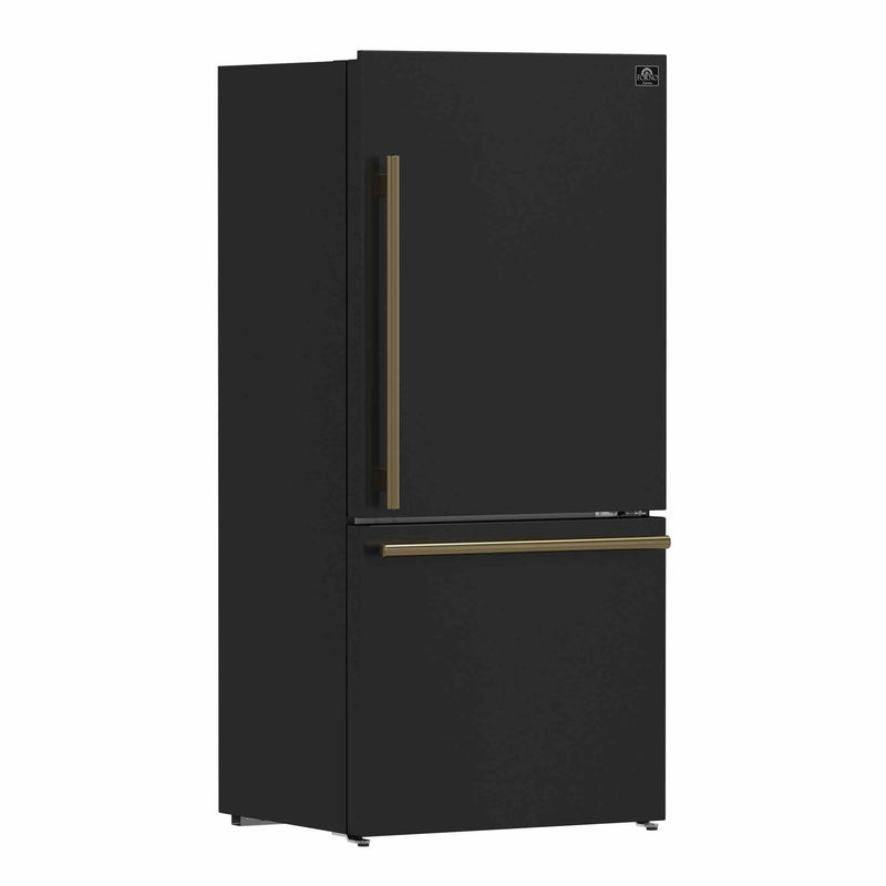 Forno Espresso Package - 30" Electric Range and Refrigerator in Stainless, Black, or White with Accents