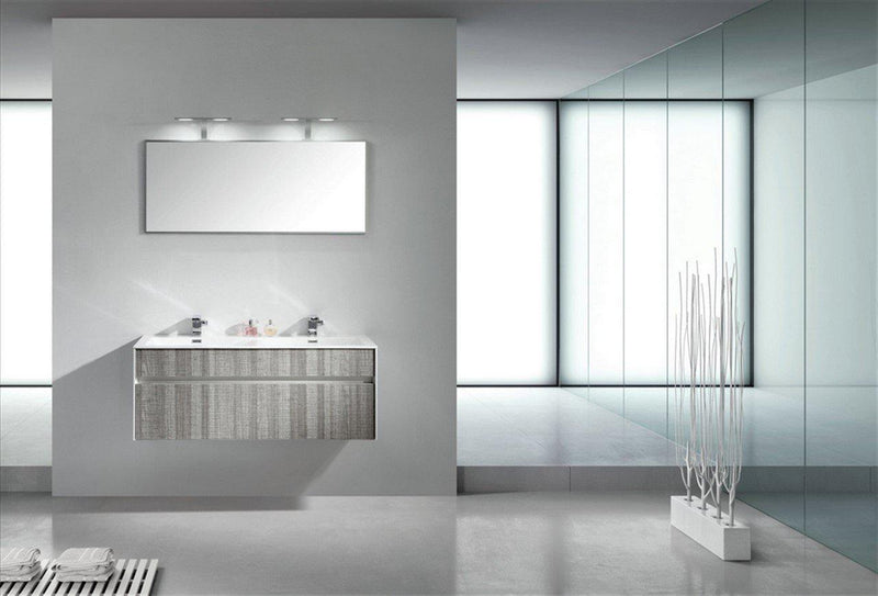 KubeBath Fitto 48 in. Ash Gray Wall Mount Modern Bathroom Vanity - Double Sink, S1200DHGASH