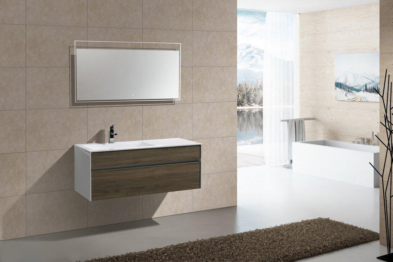 KubeBath Fitto 48 in. Havana Oak Wall Mount Modern Bathroom Vanity - Single Sink, S1200SCO