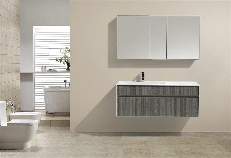 KubeBath Fitto 48 in. Ash Gray Wall Mount Modern Bathroom Vanity - Single Sink, S1200SHGASH