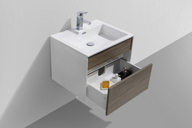KubeBath Fitto 24 in. Havana Oak Wall Mount Modern Bathroom Vanity, S600CO