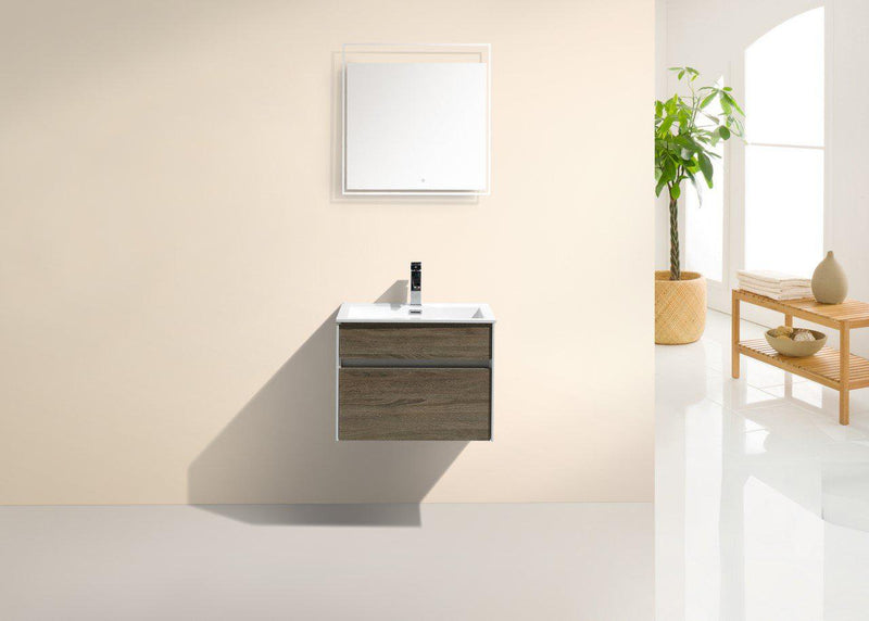 KubeBath Fitto 24 in. Havana Oak Wall Mount Modern Bathroom Vanity, S600CO