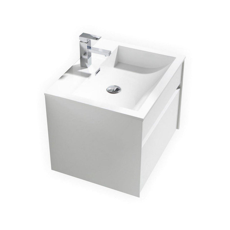 KubeBath Fitto 24 in. High Gloss White Wall Mount Modern Bathroom Vanity, S600GW