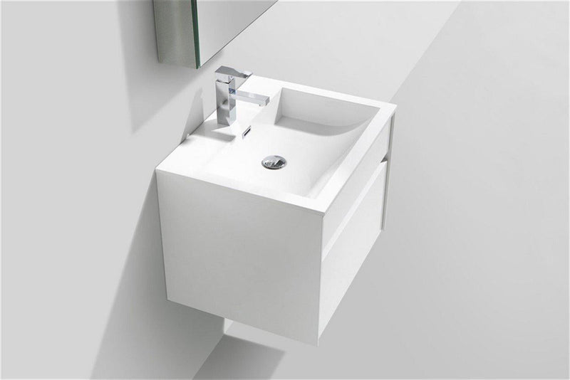 KubeBath Fitto 24 in. High Gloss White Wall Mount Modern Bathroom Vanity, S600GW