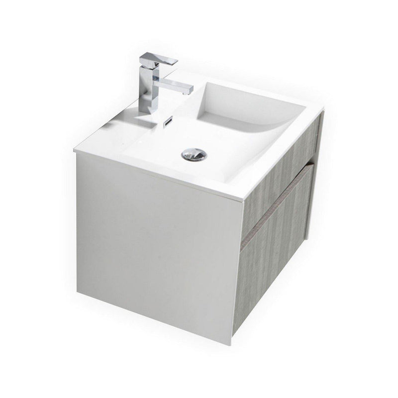 KubeBath Fitto 24 in. Ash Gray Wall Mount Modern Bathroom Vanity, S600HGASH