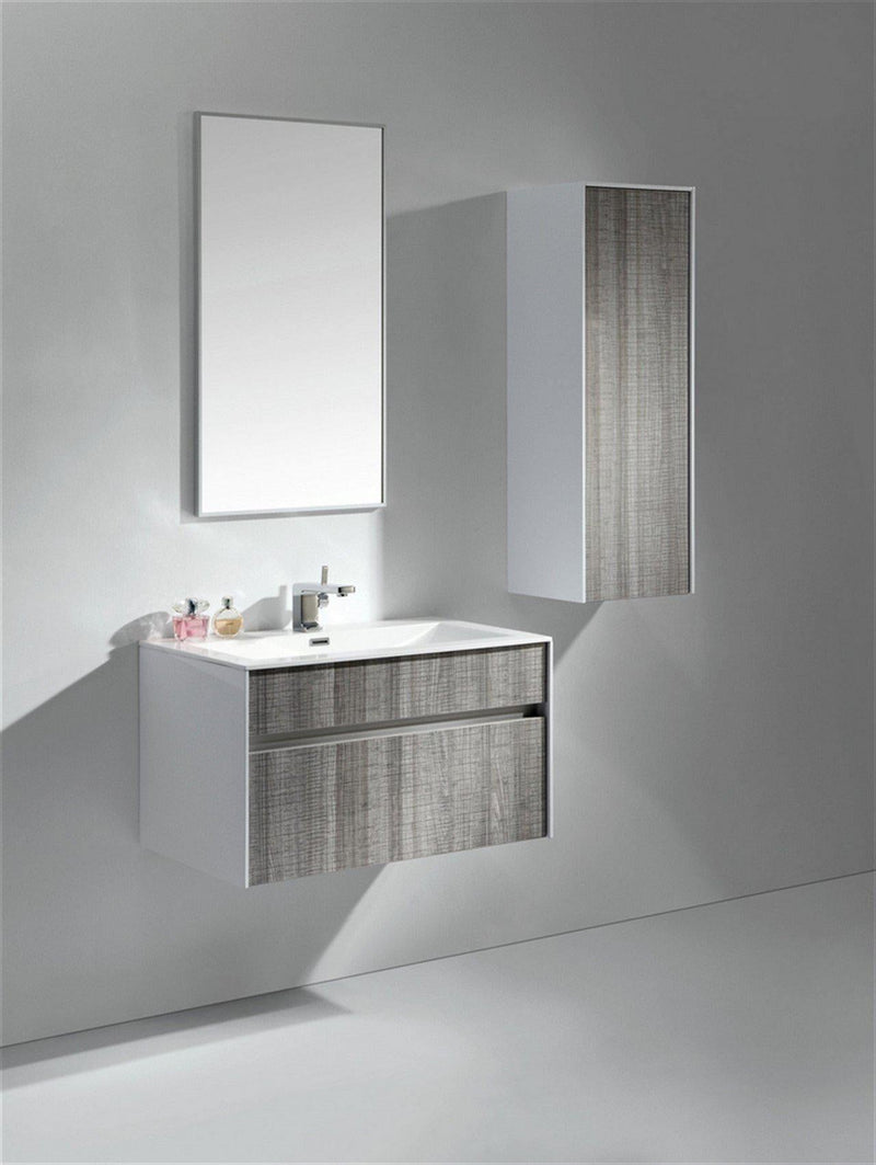 KubeBath Fitto 24 in. Ash Gray Wall Mount Modern Bathroom Vanity, S600HGASH