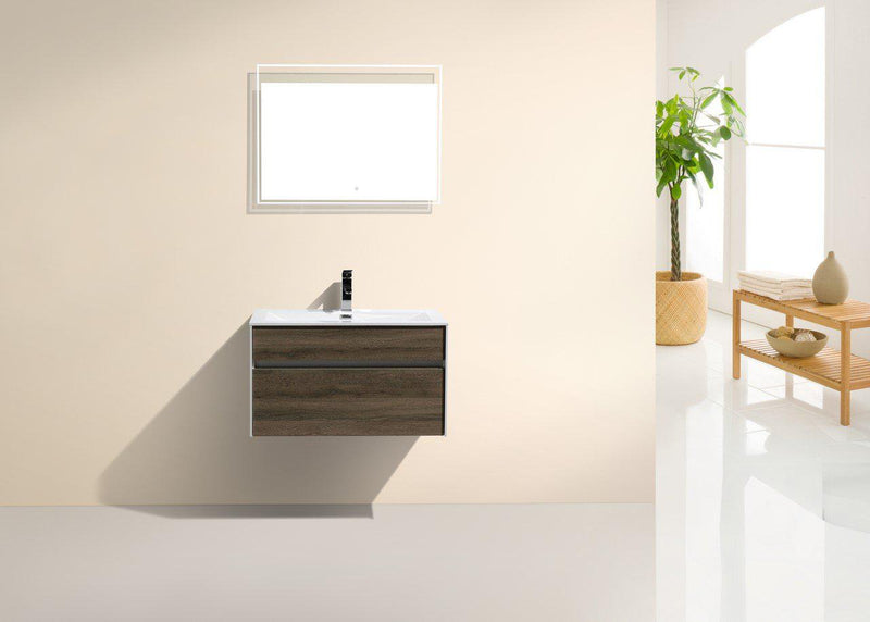 KubeBath Fitto 32 in. Havana Oak Wall Mount Modern Bathroom Vanity, S800CO