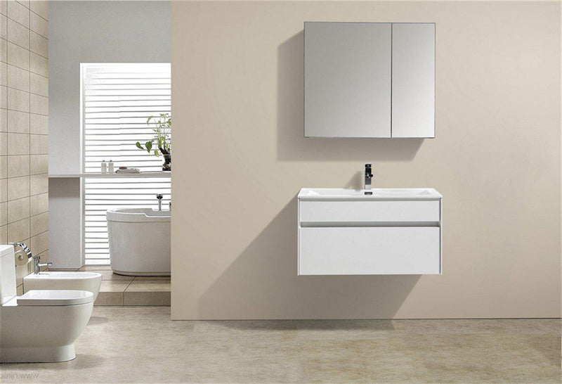 KubeBath Fitto 32 in. Wall Mount Modern Bathroom Vanity - High Gloss White, S800GW, S800GW