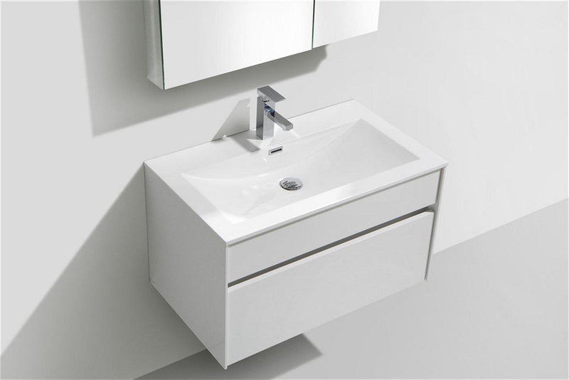 KubeBath Fitto 32 in. Wall Mount Modern Bathroom Vanity - High Gloss White, S800GW, S800GW