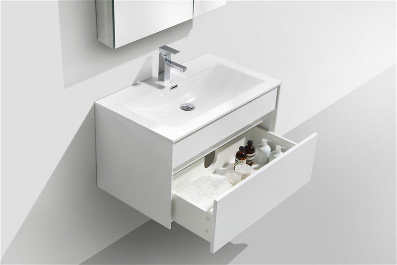 KubeBath Fitto 32 in. Wall Mount Modern Bathroom Vanity - High Gloss White, S800GW, S800GW