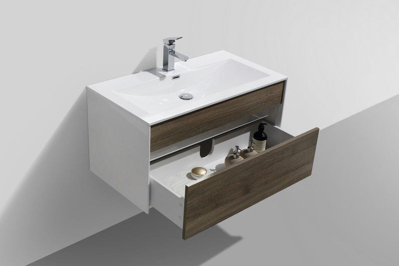 KubeBath Fitto 36 in. Havana Oak Wall Mount Modern Bathroom Vanity, S900CO