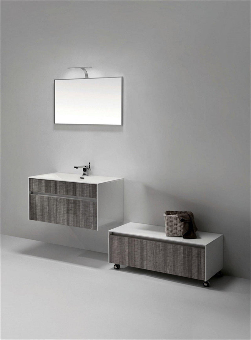 KubeBath Fitto 36 in. Ash Gray Wall Mount Modern Bathroom Vanity, S900HGASH