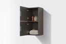 KubeBath Bliss 12" Wide by 24" High Linen Side Cabinet With Two Doors in Gray Oak Finish, SLBS28-GO