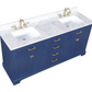 Design Element Milano 72" Double Sink Vanity - Blue ML-72-BLU