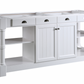 Design Element Monterey 80 In. Kitchen Island - White Quartz Countertop- White KD-03-80-W-ST