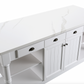 Design Element Monterey 80 In. Kitchen Island - White Quartz Countertop- White KD-03-80-W-ST