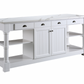 Design Element Monterey 80 In. Kitchen Island - White Quartz Countertop- White KD-03-80-W-ST