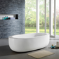 Design Element 72" Acrylic Center Drain Oval Double Ended Flatbottom Freestanding Bathtub In Glossy White TB-203