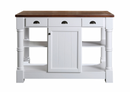 Design Element Monterey 52 In. Kitchen Island - Dark Walnut Finish - White KD-03-52-W-WD