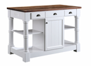 Design Element Monterey 52 In. Kitchen Island - Dark Walnut Finish - White KD-03-52-W-WD