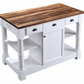 Design Element Monterey 52 In. Kitchen Island - Dark Walnut Finish - White KD-03-52-W-WD