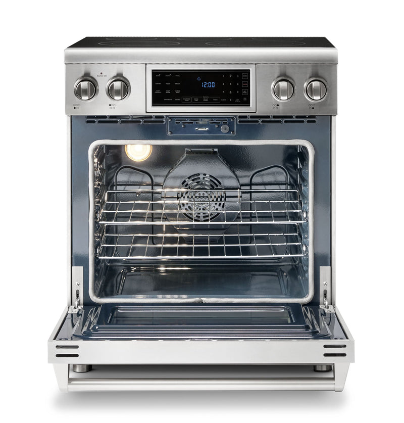 Thor Kitchen 30" Electric Range with 4.55 Cu. Ft. Self-Cleaning Oven, Air Fryer, and Tilt Panel in Stainless Steel TRE3001