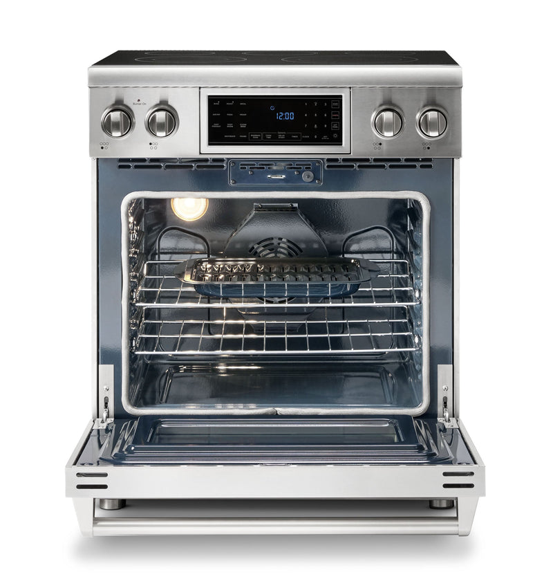 Thor Kitchen 30" Electric Range with 4.55 Cu. Ft. Self-Cleaning Oven, Air Fryer, and Tilt Panel in Stainless Steel TRE3001