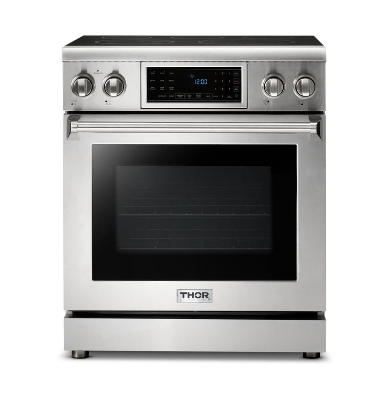 Thor Kitchen 30" Electric Range with 4.55 Cu. Ft. Self-Cleaning Oven, Air Fryer, and Tilt Panel in Stainless Steel TRE3001