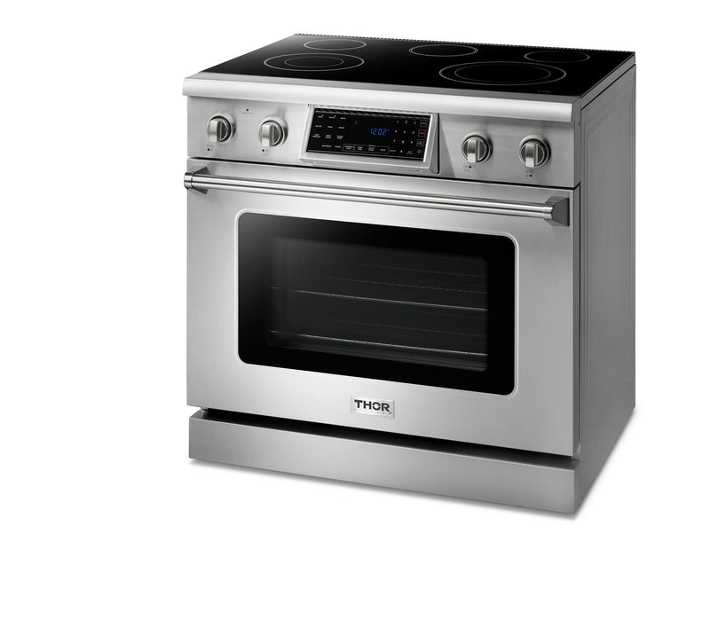 Thor Kitchen 36" Electric Range with 6.0 Cu. Ft. Self-Cleaning Oven, Air Fryer, and Tilt Panel in Stainless Steel TRE3601
